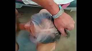 Mature slut is face fucked